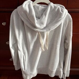 Ripcurl Soft White Grey High-Neck Funnel-Neck Top Small Front Pockets